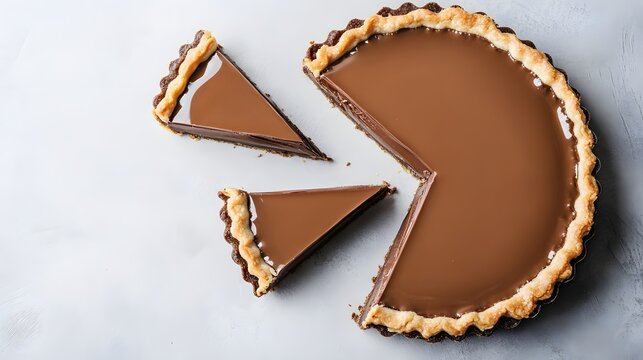 Delicious Chocolate Tart Dessert Pastry Slices Overhead View