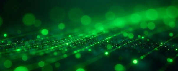 Abstract background with glowing green data lines representing modern technology, lines, innovation, connections