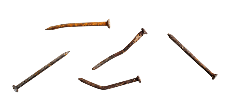 rusty old nails isolated on white