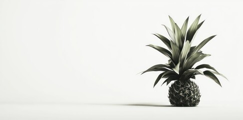 Single pineapple on white background, minimalist design, food photography