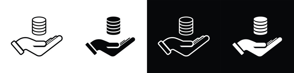 Minimalist Hand Holding Money Icon, Finance and Investment Symbol
