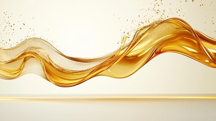 Flowing Golden Liquid Art Abstract Background Digital Illustration Elegant Design