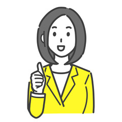 サムズアップする女性（スーツ）