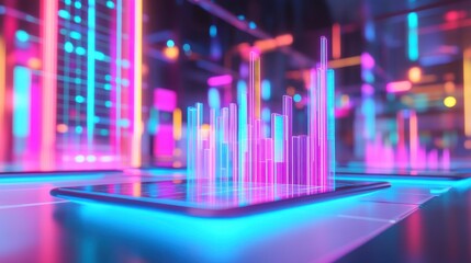 Modern Analytics Display on Tablet in Retail Office