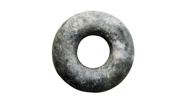 Stone torus floating on transparent background: perfect for graphic design