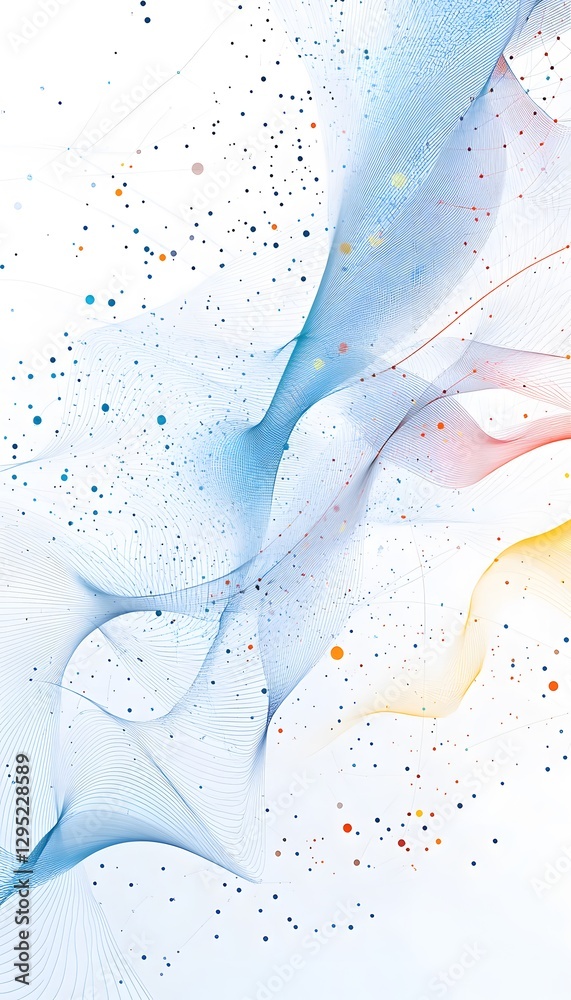 Poster abstract colorful flowing lines with gradient and particle details
