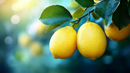 Tree with bunch of fresh lemons hanging from branches symbolizing growth abundance vitality and natural beauty in a modern setting