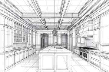 Obraz premium Luxury kitchen design blueprint