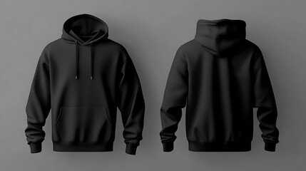 Black Hoodie Mockup: Front and Back Views