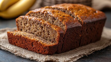 baked banana bread isolated on transparent background