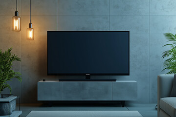 Modern Living Room with Stunning Landscape TV Display