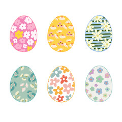Happy Easter.Set of Easter eggs with different textures.