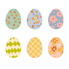Happy Easter.Set of Easter eggs with different textures.