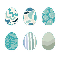 Happy Easter.Set of Easter eggs with different textures.
