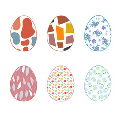 Happy Easter.Set of Easter eggs with different textures.