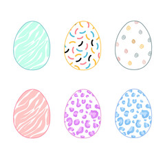 Happy Easter.Set of Easter eggs with different textures.