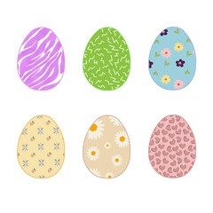 Happy Easter.Set of Easter eggs with different textures.
