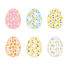 Happy Easter.Set of Easter eggs with different textures.