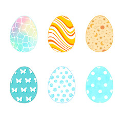 Happy Easter.Set of Easter eggs with different textures.