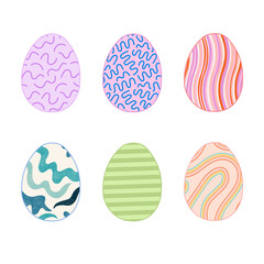 Happy Easter.Set of Easter eggs with different textures.