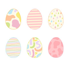 Happy Easter.Set of Easter eggs with different textures.