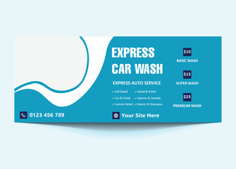 Car Wash Facebook Cover & Banner Template | Customizable Social Media Design