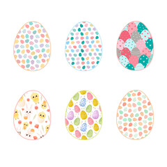Happy Easter.Set of Easter eggs with different textures.