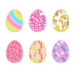 Happy Easter.Set of Easter eggs with different textures.