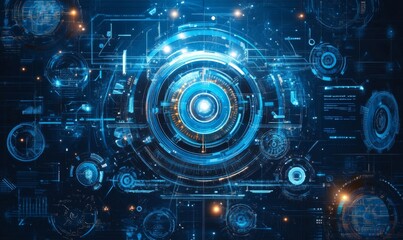 Obraz premium Bright Blue Tech Design, Generative AI