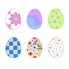 Happy Easter.Set of Easter eggs with different textures.