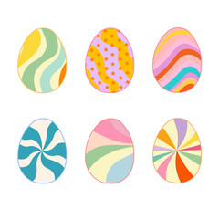 Happy Easter.Set of Easter eggs with different textures.