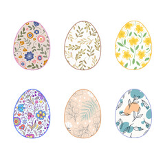 Happy Easter.Set of Easter eggs with different textures.