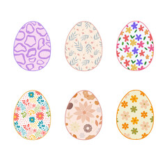 Happy Easter.Set of Easter eggs with different textures.