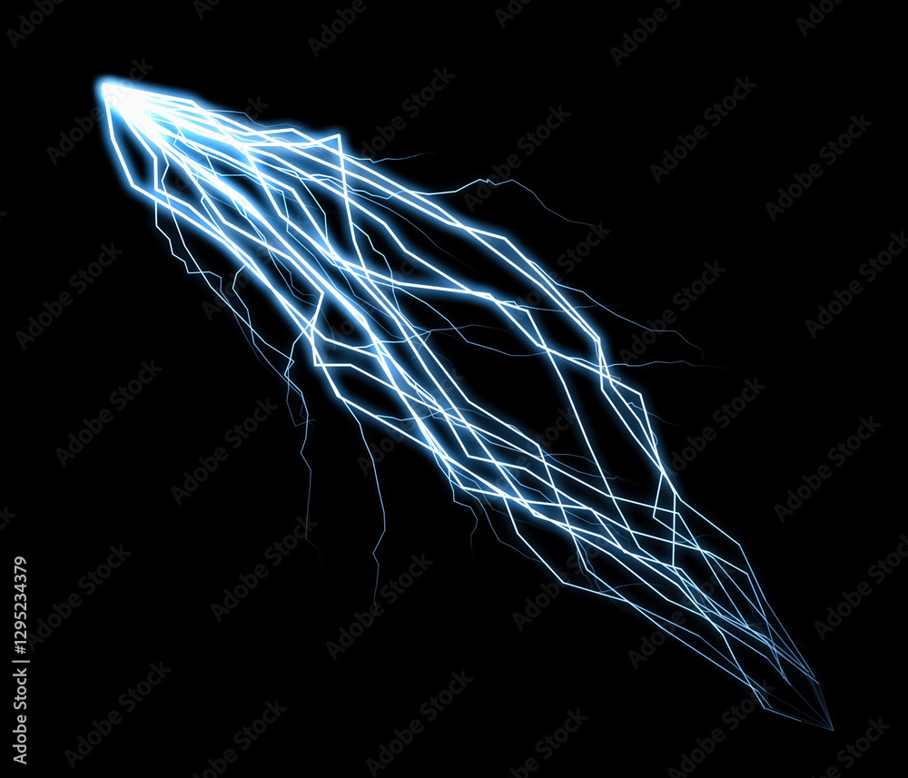Aufkleber a bright blue electrical discharge streaks across a dark background, resembling a powerful and energ