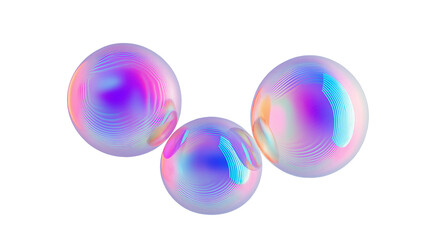 soap bubbles fluid holographic Iridescent 3d render icon isolated on transparent background cutout