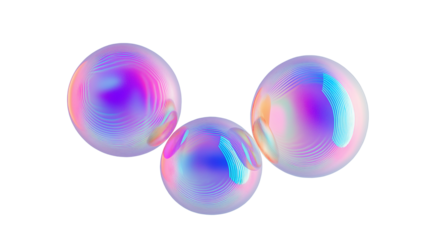 soap bubbles fluid holographic Iridescent 3d render icon isolated on transparent background cutout