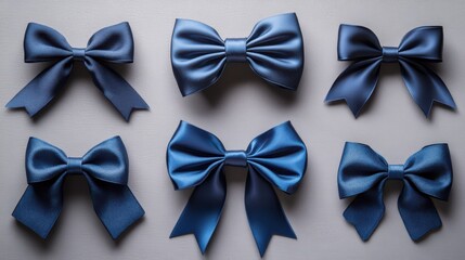 blue satin bows and ribbons isolated catoon