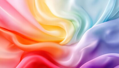 Obraz premium Vibrant rainbow silk fabric drapes, studio shot