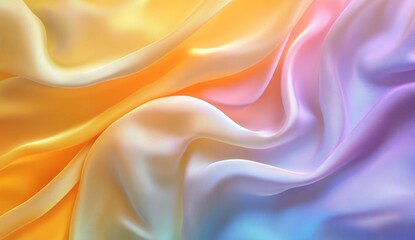 Obraz premium Vibrant silk fabric drapes, gradient hues, soft folds, studio shot
