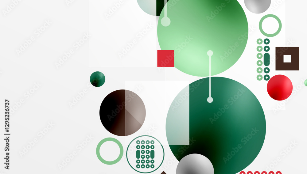 Aufkleber minimalistic abstract vector design, layered geometric shapes circles, squares, and triangles with s
