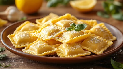 a plate of food with a leaf on top