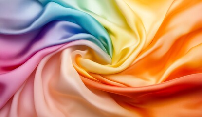 Obraz premium Colorful silk fabric swirled in rainbow gradient, studio shot