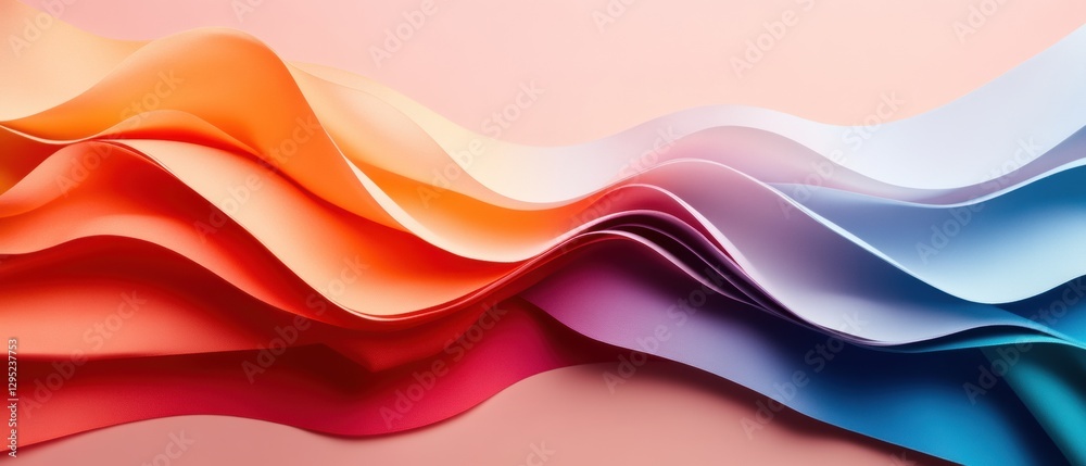 Poster Fluid Gradient Waves Dynamic Paper Art Exploring Chromatic Transitions in Modern Digital Design, Showcasing Innovative Visual Communication Techniques