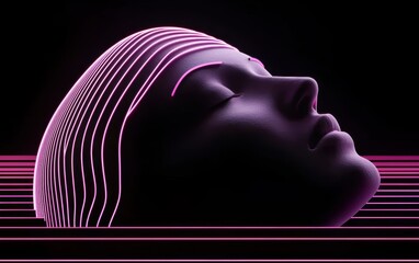 An AI-driven consciousness floating in a sea of neon code, forming surreal abstract waves of infinite intelligence