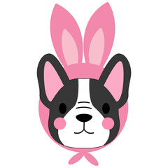 cute dog, French bulldog, Easter dog, bunny ears, dog with eggs, Easter basket, pastel eggs, holiday pet, festive puppy, dog in egg, rabbit and dog, spring celebration, pet with bow, Easter clip art, 