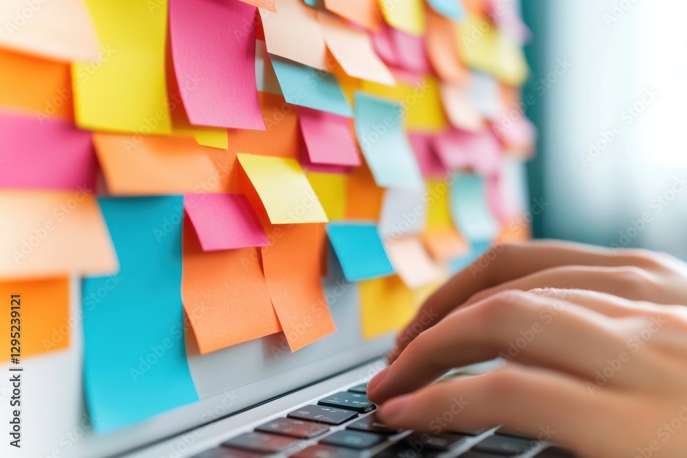 Poster hybrid workspace creativity vibrant digital collaboration and remote team brainstorming with colorfu
