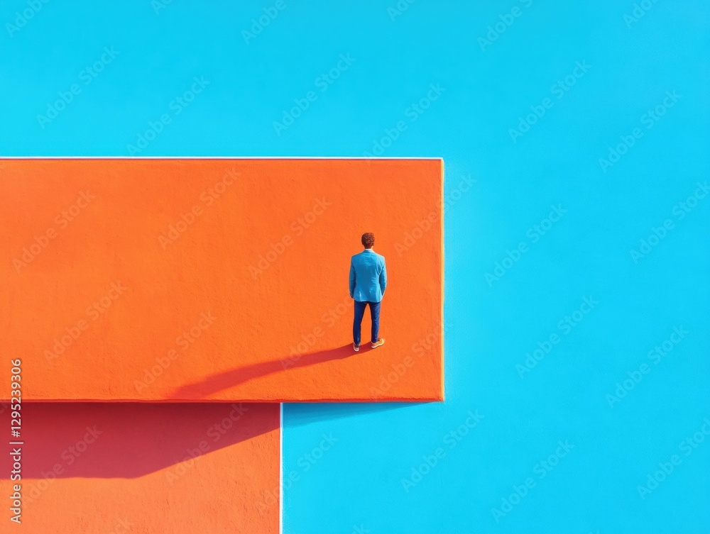 Poster minimalist urban perspective bold geometric workspace design exploring professional transformation, 