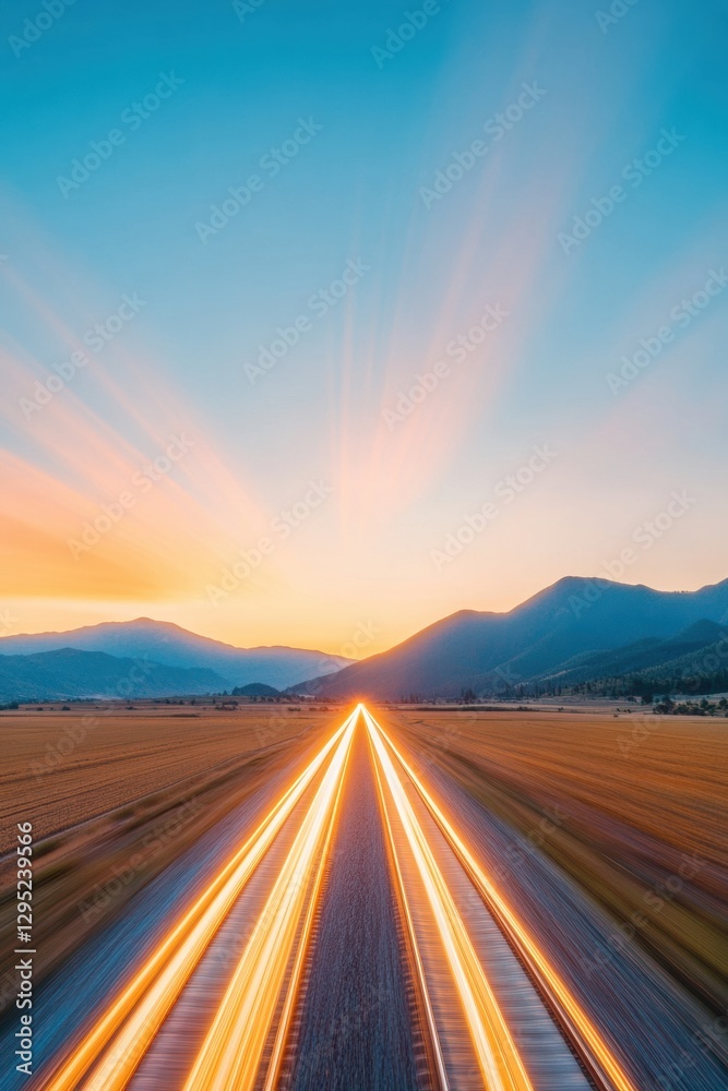 Aufkleber Dynamic Logistics Visualization High-Speed Transportation Corridor Illuminating Supply Chain Innovation with Futuristic Motion Blur Technology