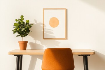 Minimalist Zen Workspace Ergonomic Home Office Design with Warm Terracotta Palette - Modern Productivity and Wellness Sanctuary for Remote Professionals