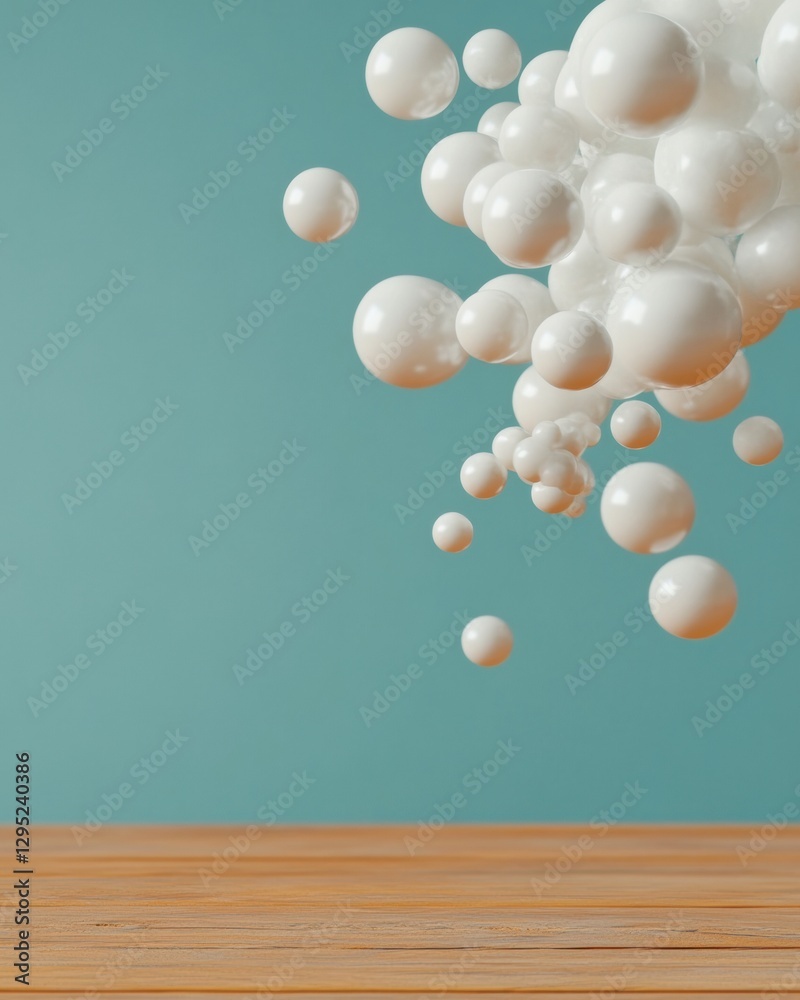 Aufkleber Ethereal Molecular Immersive Scientific Visualization of Floating Spherical Particles in Minimalist Bio-Digital Space - Next-Gen Research Innovation